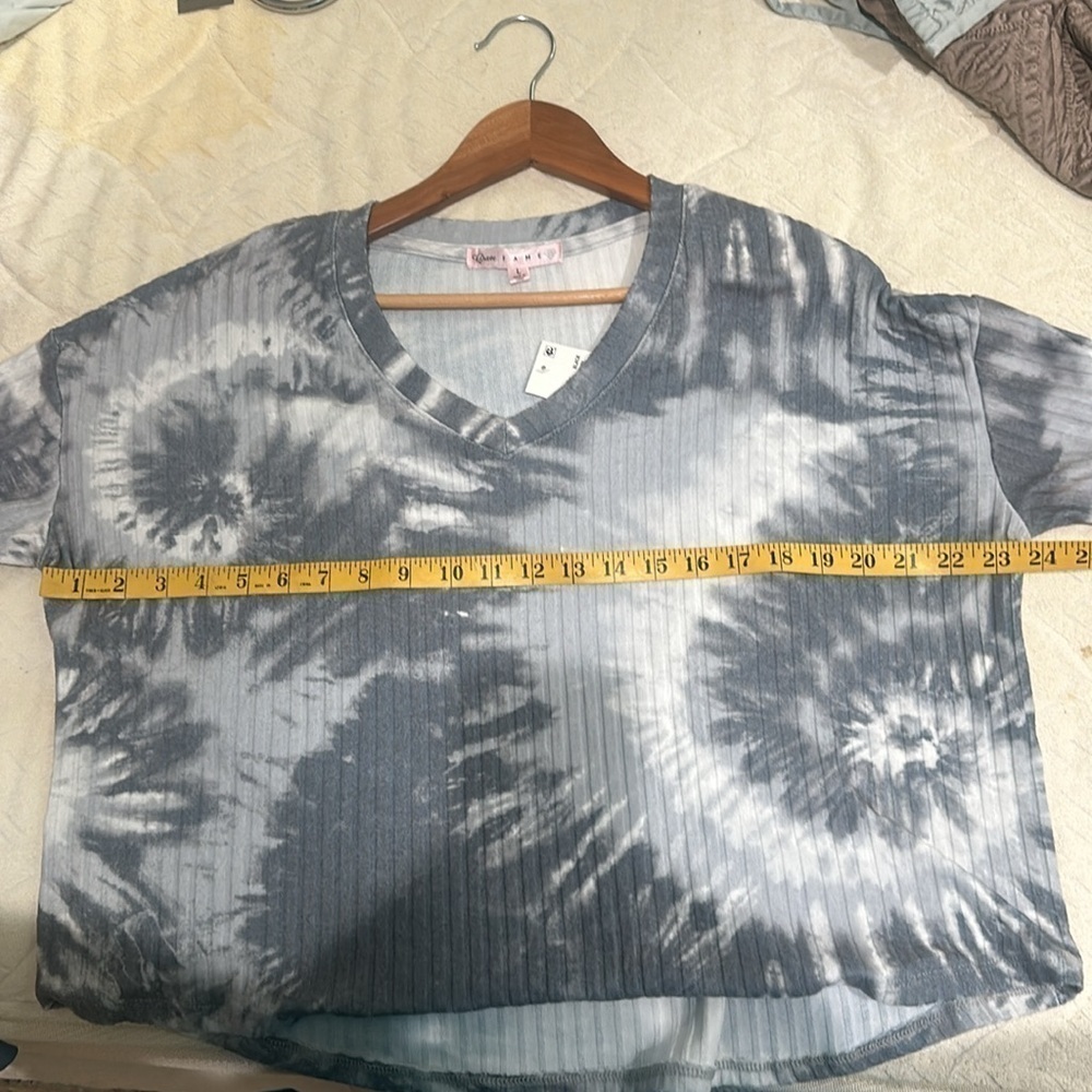 Crave fame, size large, gray, white tie-dye, long sleeve, ribbed top NWT - Picture 5 of 6
